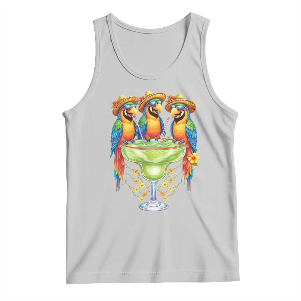 Cinco De Mayo Summer Party Tank Top Funny Parrots Drinking Margaritas TS12 Ash Print Your Wear