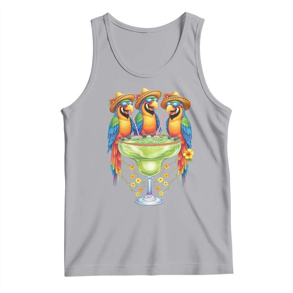 Cinco De Mayo Summer Party Tank Top Funny Parrots Drinking Margaritas TS12 Athletic Heather Print Your Wear