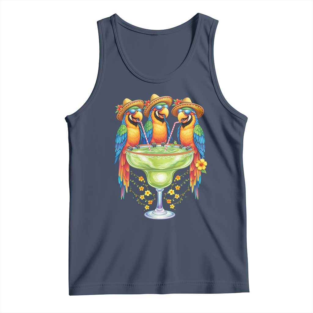 Cinco De Mayo Summer Party Tank Top Funny Parrots Drinking Margaritas TS12 Navy Print Your Wear