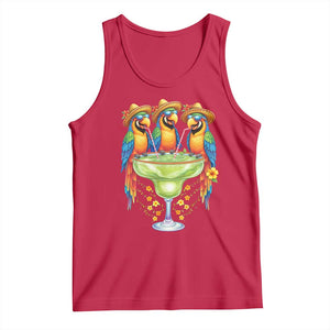 Cinco De Mayo Summer Party Tank Top Funny Parrots Drinking Margaritas TS12 Red Print Your Wear