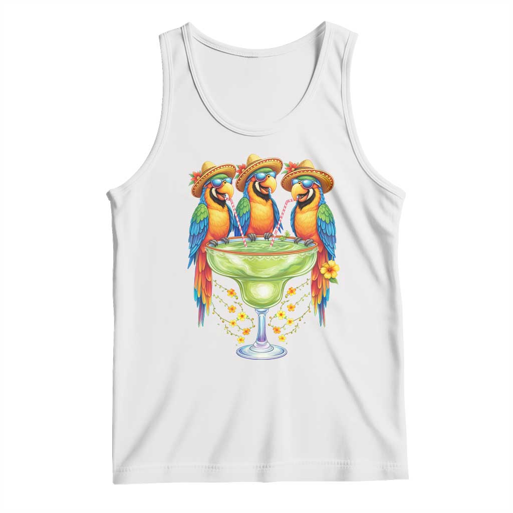 Cinco De Mayo Summer Party Tank Top Funny Parrots Drinking Margaritas TS12 White Print Your Wear