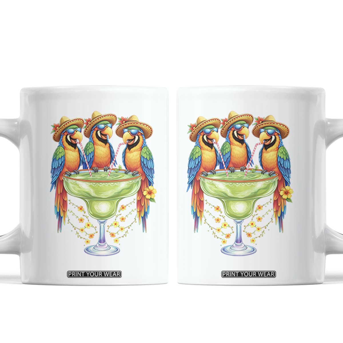 Cinco De Mayo Summer Party Coffee Mug Funny Parrots Drinking Margaritas TS12 White Print Your Wear