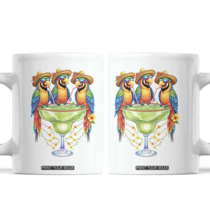 Cinco De Mayo Summer Party Coffee Mug Funny Parrots Drinking Margaritas TS12 White Print Your Wear