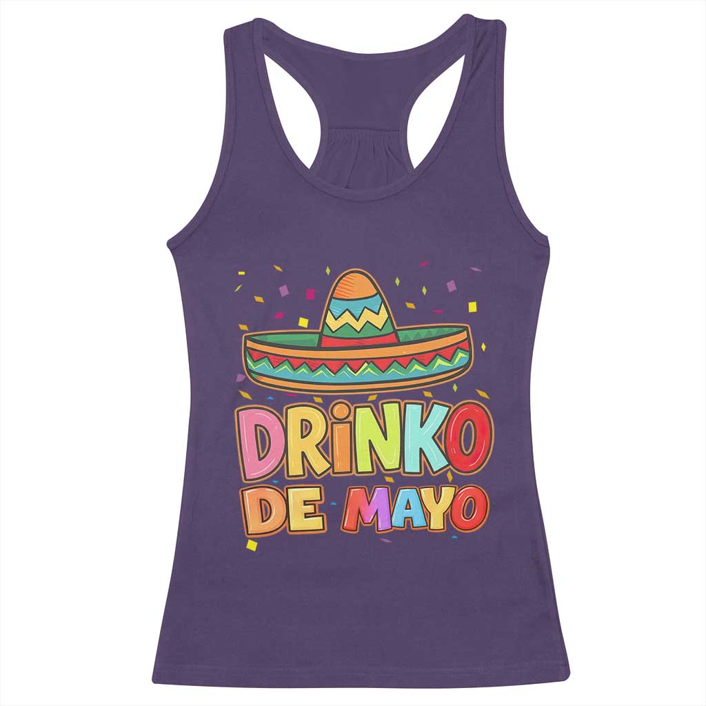 Funny Cinco De Mayo Day Drinking Fiesta Party Racerback Tank Top Drinko De Mayo TS12 Purple Print Your Wear