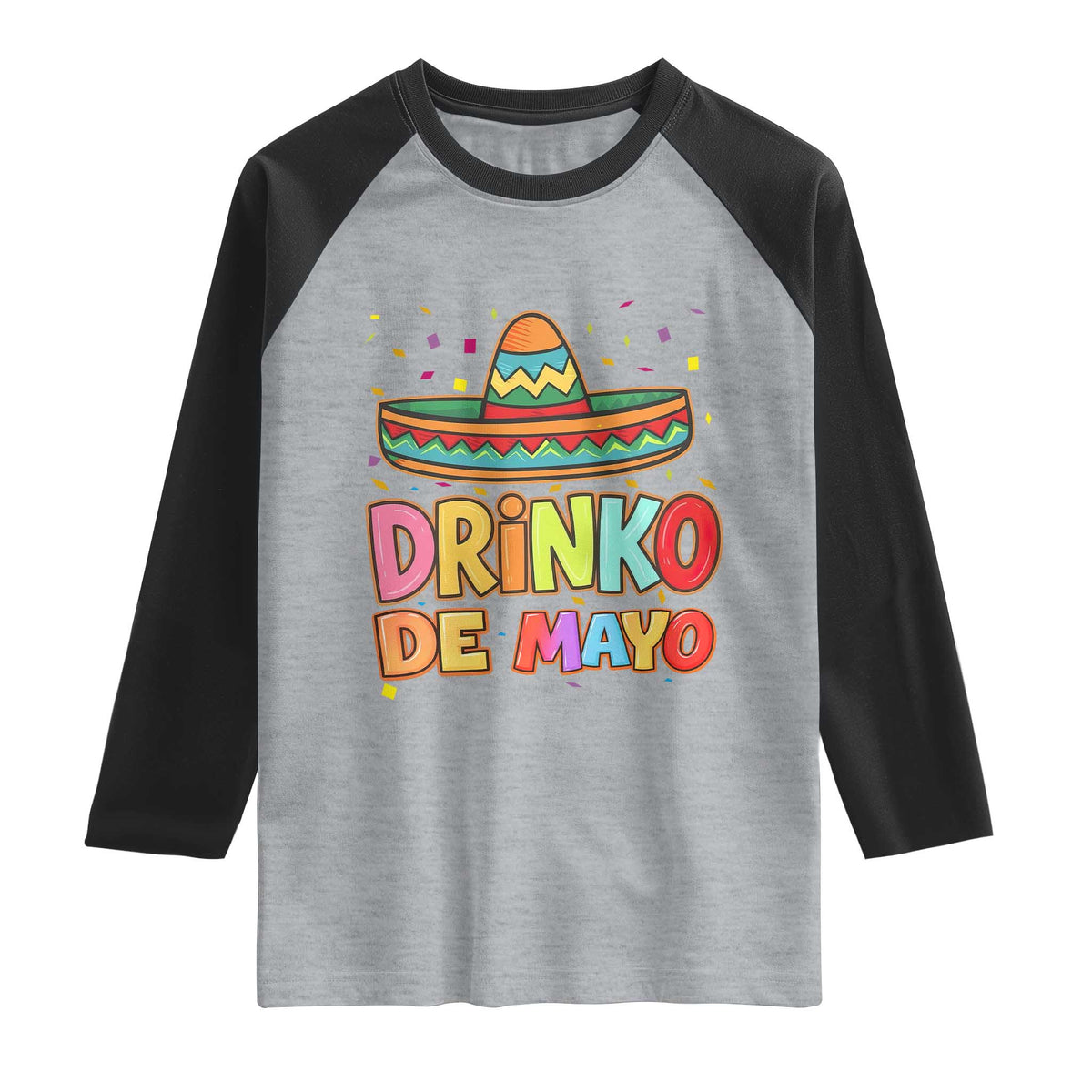 Funny Cinco De Mayo Day Drinking Fiesta Party Raglan Shirt Drinko De Mayo TS12 Heather Gray Black Print Your Wear