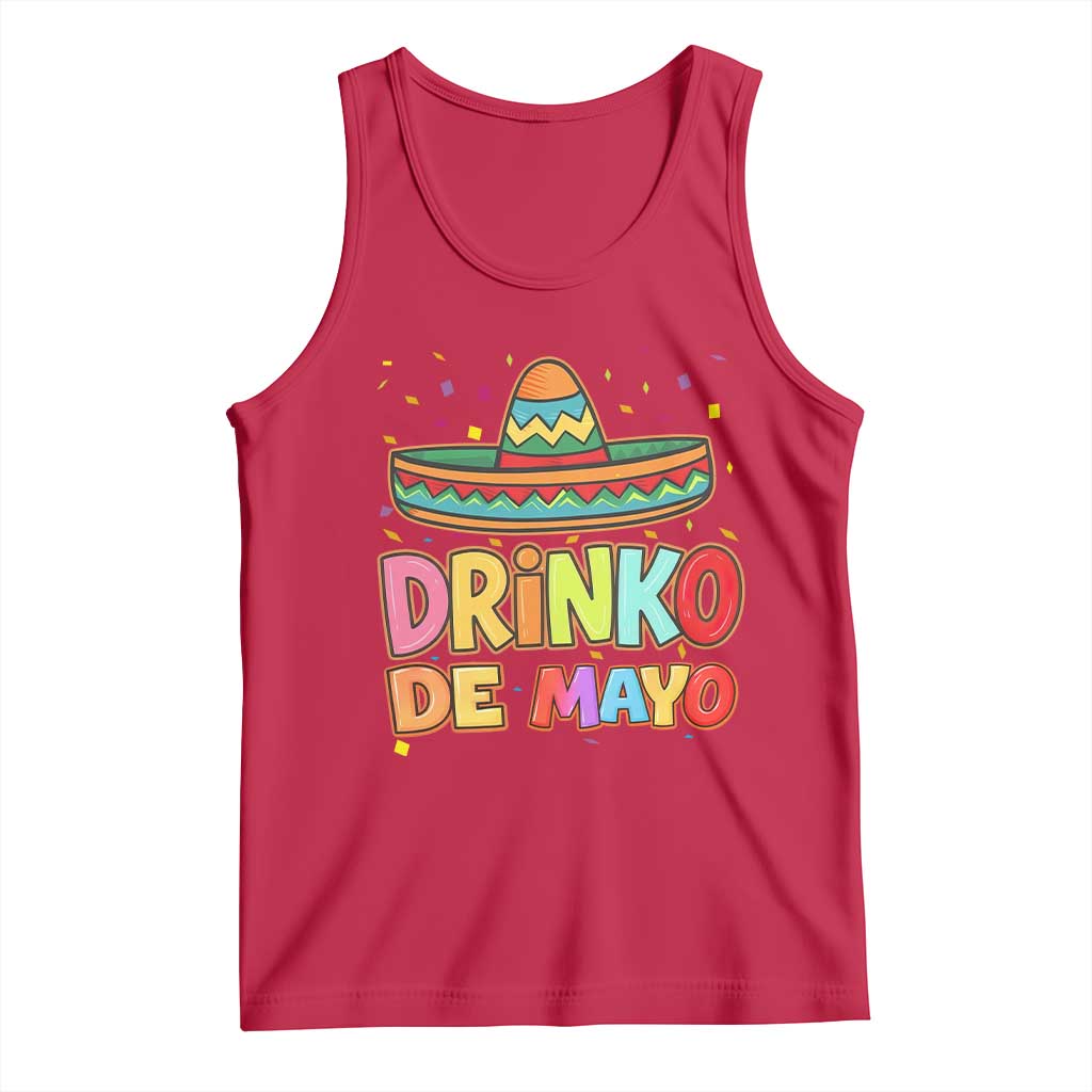 Funny Cinco De Mayo Day Drinking Fiesta Party Tank Top Drinko De Mayo TS12 Red Print Your Wear