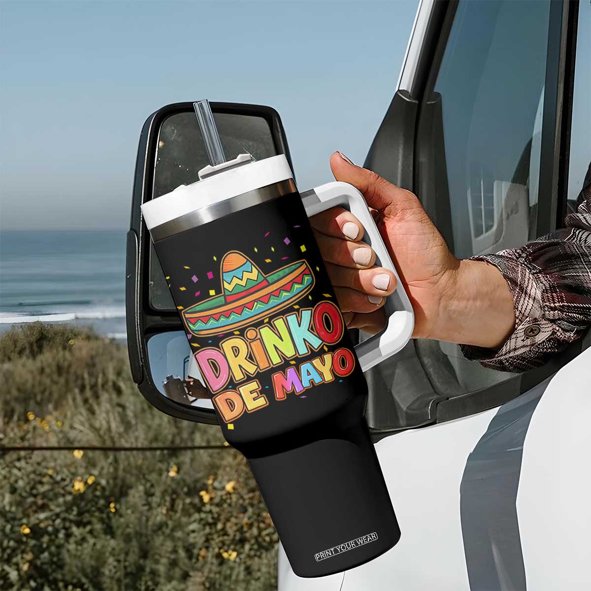 Funny Cinco De Mayo Day Drinking Fiesta Party Tumbler With Handle Drinko De Mayo TS12 Print Your Wear