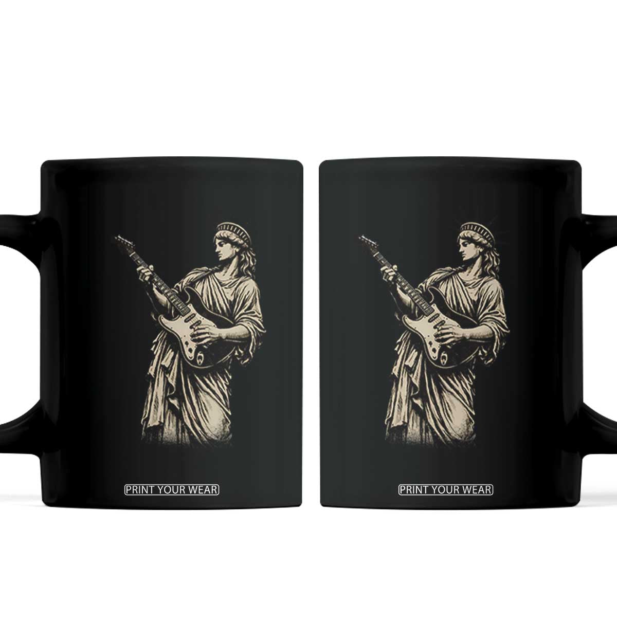 4th Of July Rock N Roll Coffee Mug Funny Statue Of Liberty Playing Guitar TS12 Black Print Your Wear