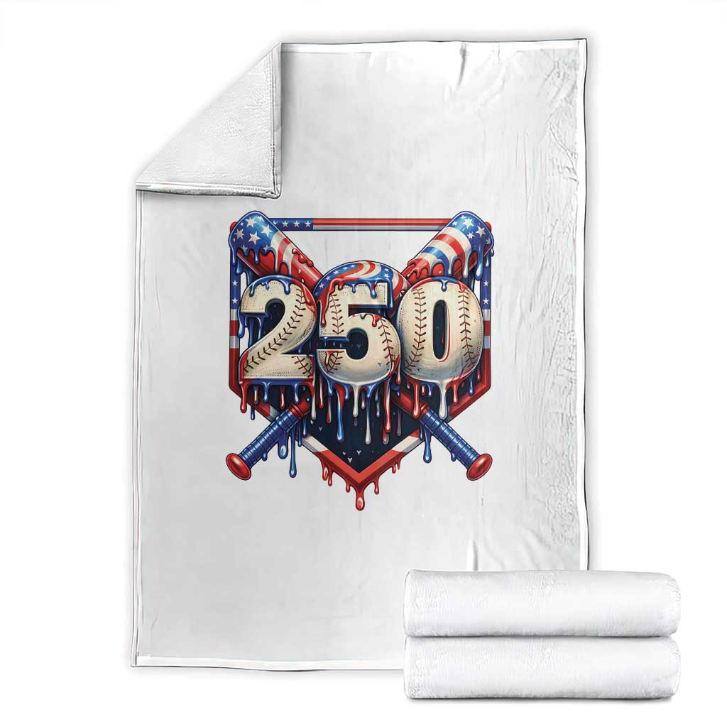 Patriotic Baseball Drip Throw Blanket USA 250th Anniversary Gift TS12 White Print Your Wear