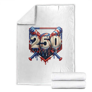 Patriotic Baseball Drip Throw Blanket USA 250th Anniversary Gift TS12 White Print Your Wear