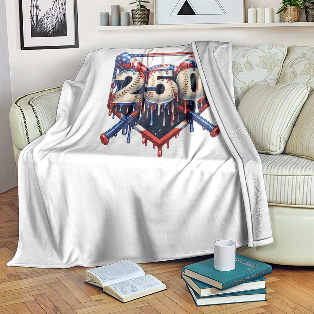 Patriotic Baseball Drip Throw Blanket USA 250th Anniversary Gift TS12 Print Your Wear