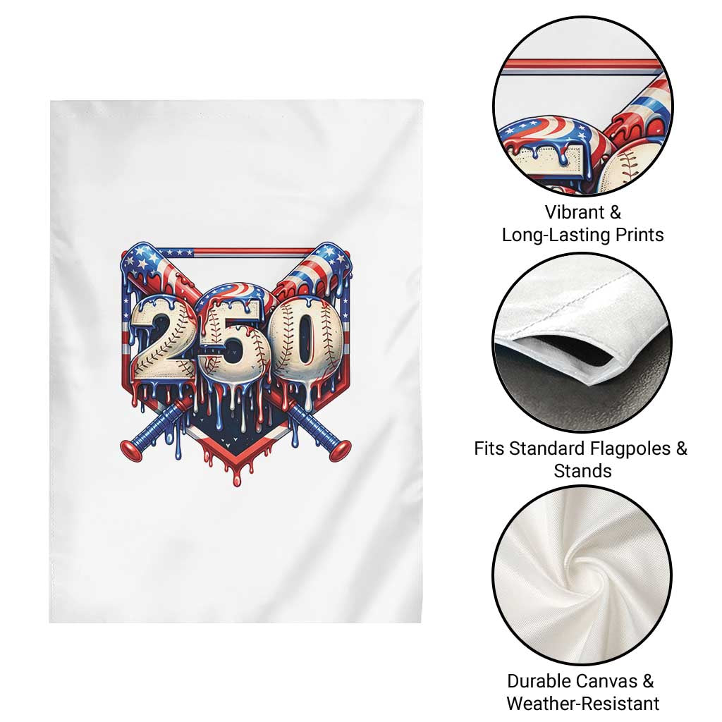 Patriotic Baseball Drip Garden Flag USA 250th Anniversary Gift TS12 Print Your Wear
