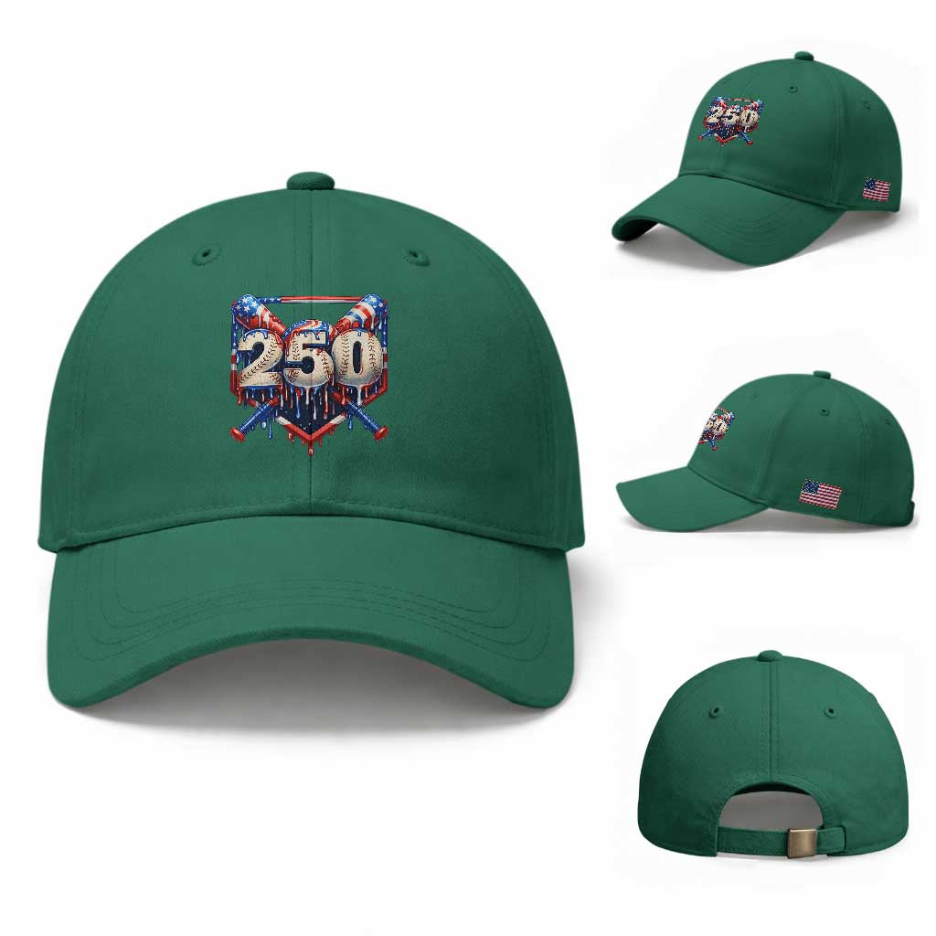 Patriotic Baseball Drip Baseball Cap USA 250th Anniversary Gift TS12 Baseball Cap Universal Fit Irish Green Print Your Wear