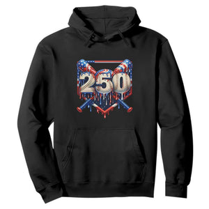 Patriotic Baseball Drip Hoodie USA 250th Anniversary Gift TS12 Black Print Your Wear