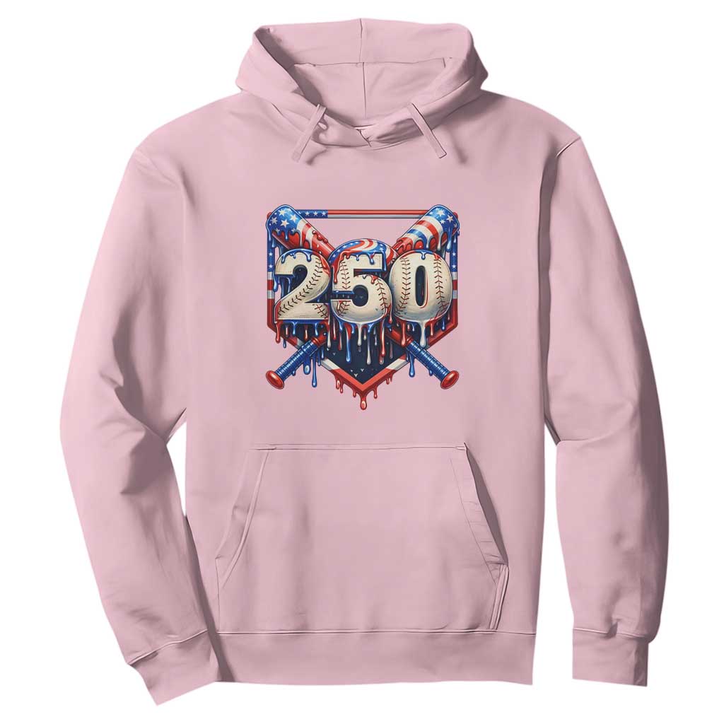 Patriotic Baseball Drip Hoodie USA 250th Anniversary Gift TS12 Light Pink Print Your Wear