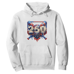Patriotic Baseball Drip Hoodie USA 250th Anniversary Gift TS12 White Print Your Wear