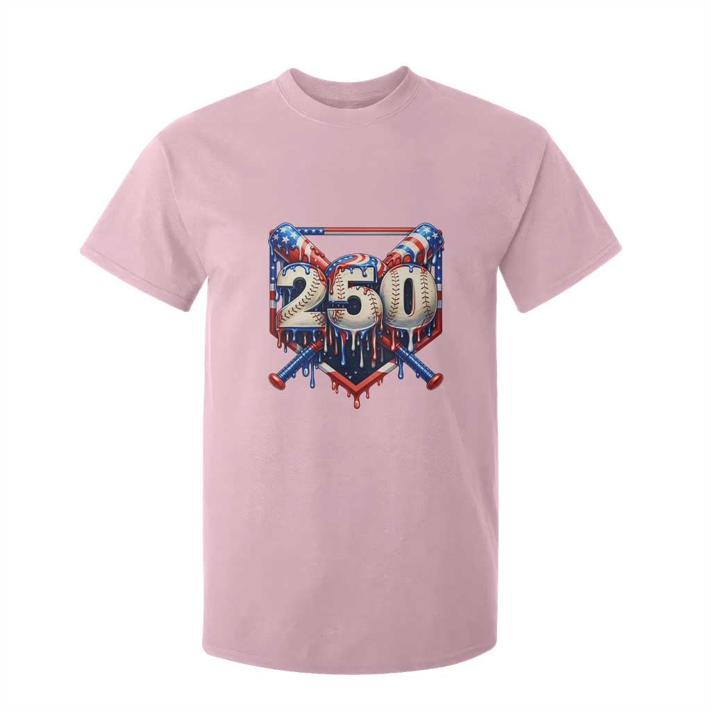 Patriotic Baseball Drip T Shirt For Kid USA 250th Anniversary Gift TS12 Light Pink Print Your Wear