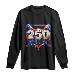 Patriotic Baseball Drip Long Sleeve Shirt USA 250th Anniversary Gift TS12 Black Print Your Wear