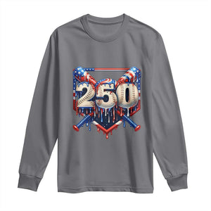 Patriotic Baseball Drip Long Sleeve Shirt USA 250th Anniversary Gift TS12 Charcoal Print Your Wear