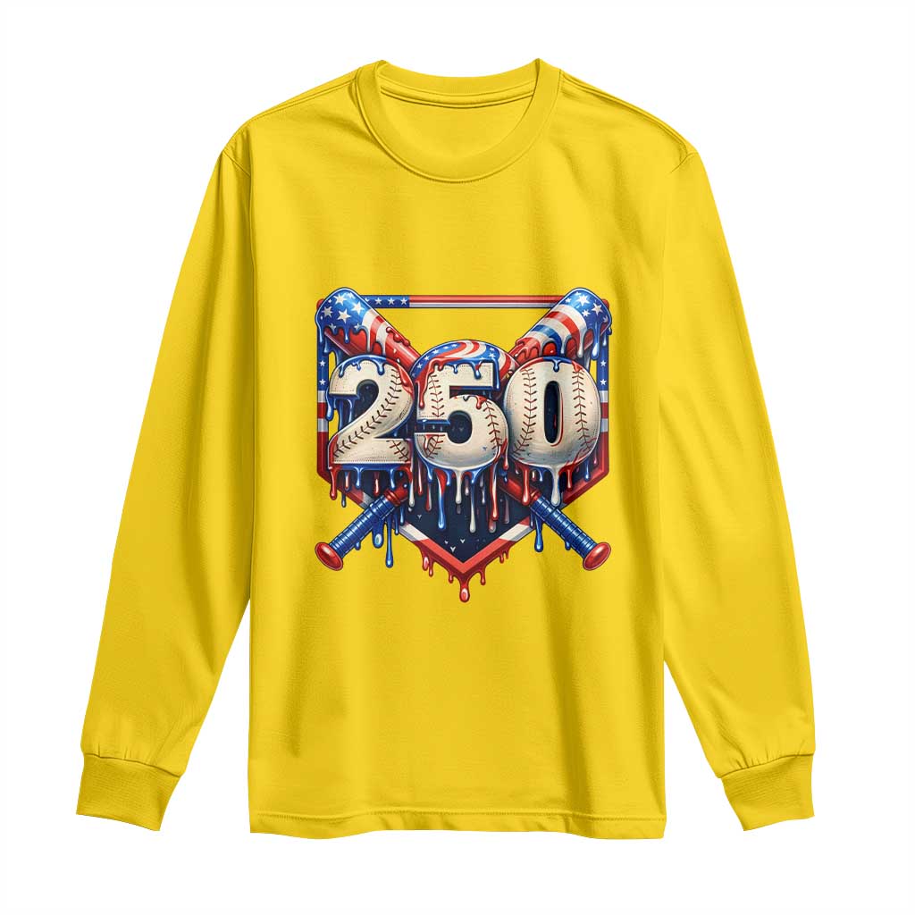 Patriotic Baseball Drip Long Sleeve Shirt USA 250th Anniversary Gift TS12 Daisy Print Your Wear
