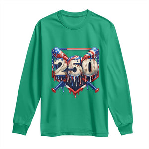 Patriotic Baseball Drip Long Sleeve Shirt USA 250th Anniversary Gift TS12 Irish Green Print Your Wear
