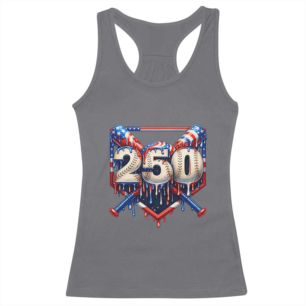 Patriotic Baseball Drip Racerback Tank Top USA 250th Anniversary Gift TS12 Charcoal Print Your Wear