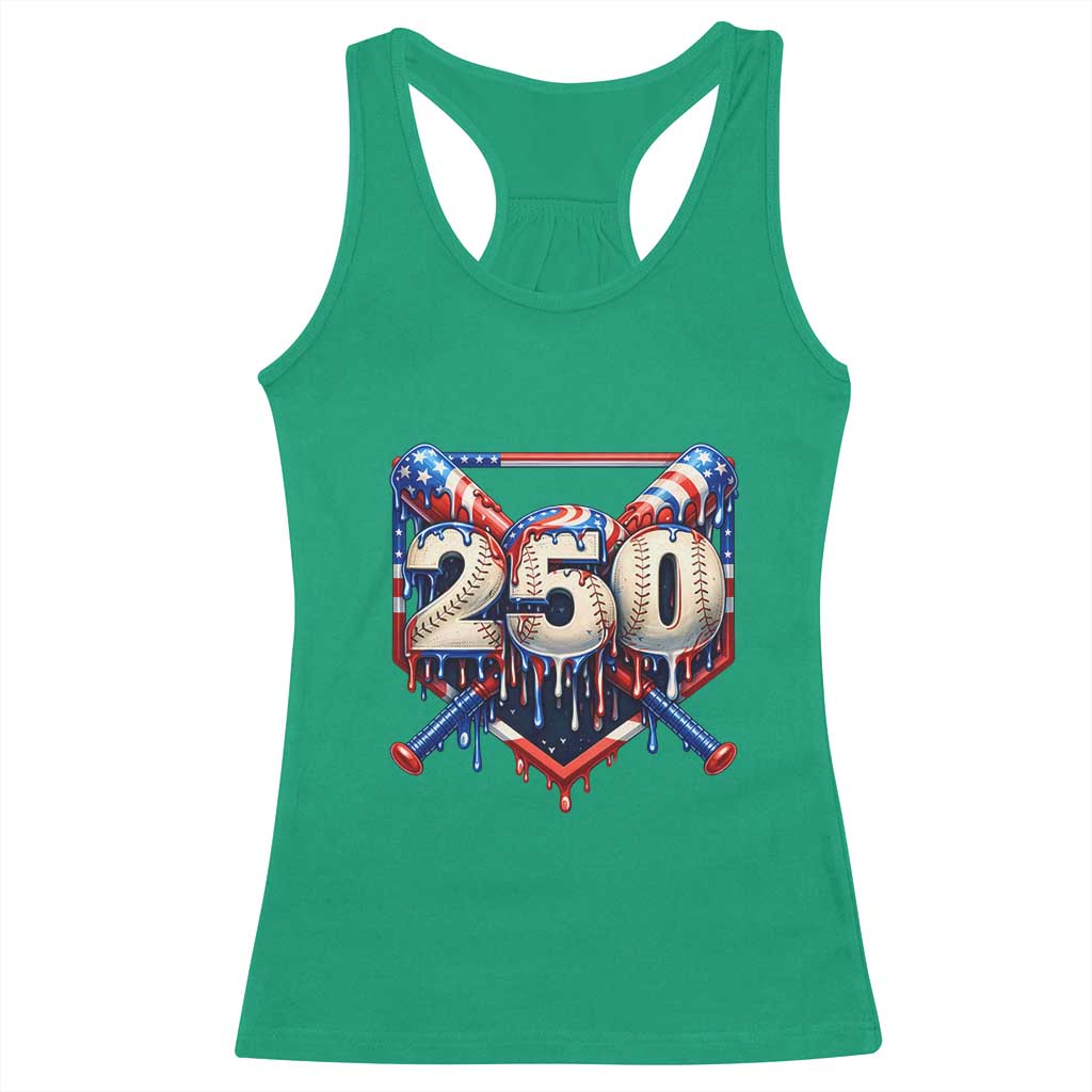Patriotic Baseball Drip Racerback Tank Top USA 250th Anniversary Gift TS12 Irish Green Print Your Wear