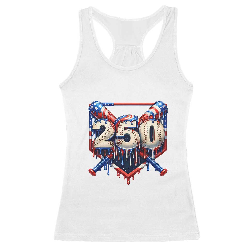 Patriotic Baseball Drip Racerback Tank Top USA 250th Anniversary Gift TS12 White Print Your Wear
