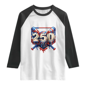 Patriotic Baseball Drip Raglan Shirt USA 250th Anniversary Gift TS12 White Black Print Your Wear