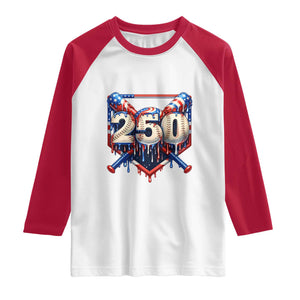 Patriotic Baseball Drip Raglan Shirt USA 250th Anniversary Gift TS12 White Red Print Your Wear