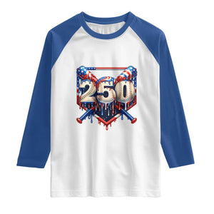 Patriotic Baseball Drip Raglan Shirt USA 250th Anniversary Gift TS12 White Royal Print Your Wear