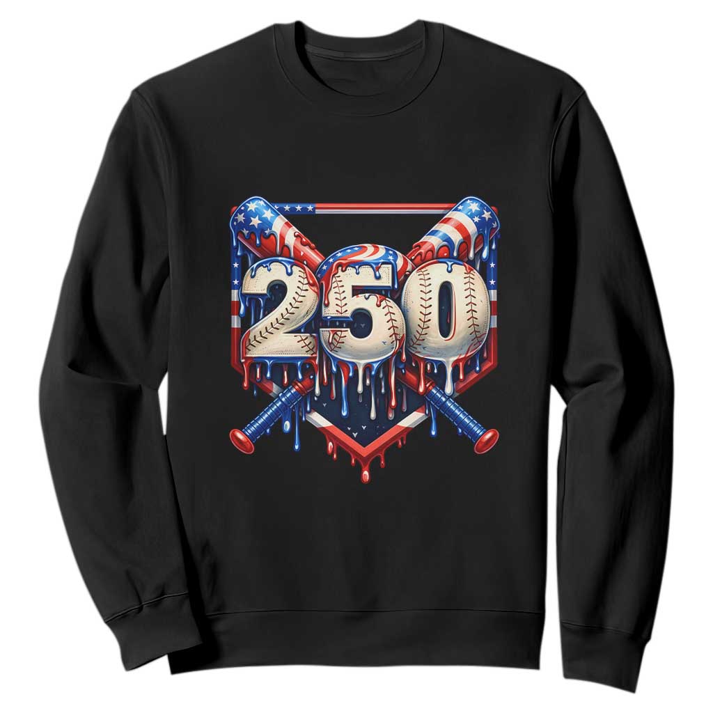 Patriotic Baseball Drip Sweatshirt USA 250th Anniversary Gift TS12 Black Print Your Wear