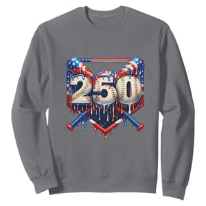 Patriotic Baseball Drip Sweatshirt USA 250th Anniversary Gift TS12 Charcoal Print Your Wear
