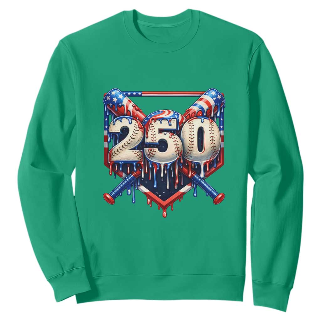 Patriotic Baseball Drip Sweatshirt USA 250th Anniversary Gift TS12 Irish Green Print Your Wear