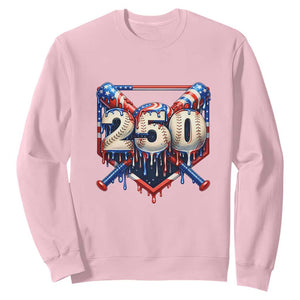 Patriotic Baseball Drip Sweatshirt USA 250th Anniversary Gift TS12 Light Pink Print Your Wear