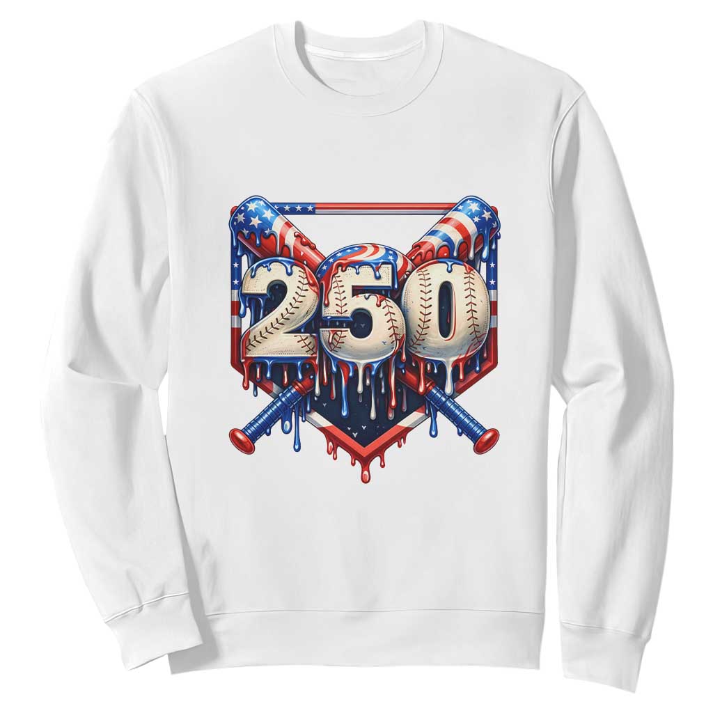 Patriotic Baseball Drip Sweatshirt USA 250th Anniversary Gift TS12 White Print Your Wear