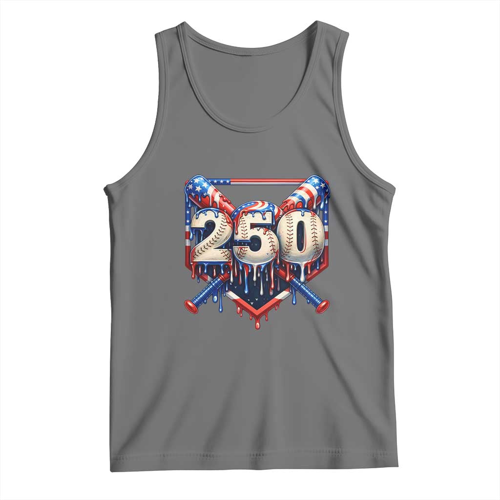 Patriotic Baseball Drip Tank Top USA 250th Anniversary Gift TS12 Black Heather Print Your Wear