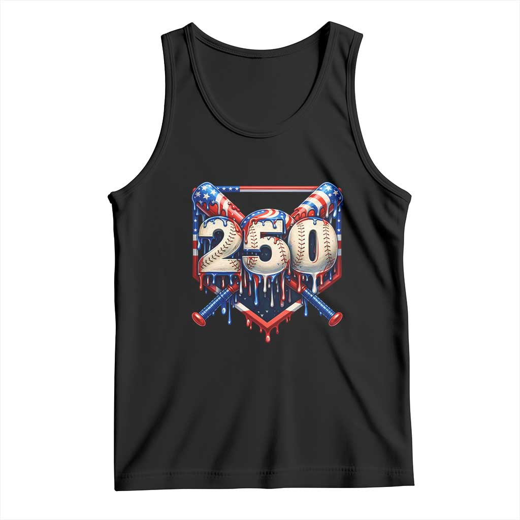 Patriotic Baseball Drip Tank Top USA 250th Anniversary Gift TS12 Black Print Your Wear