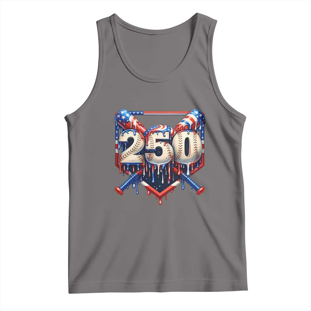 Patriotic Baseball Drip Tank Top USA 250th Anniversary Gift TS12 Deep Heather Print Your Wear