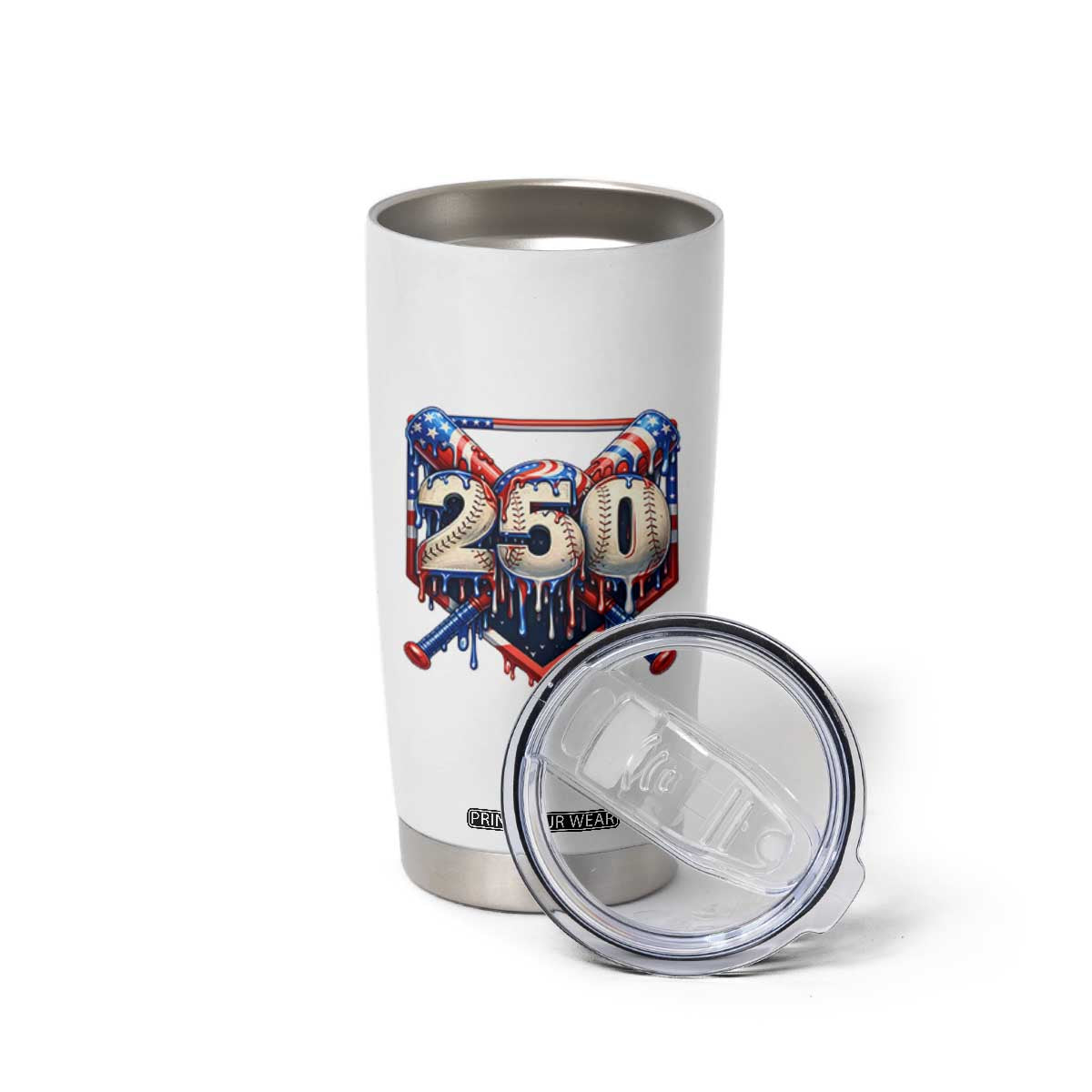 Patriotic Baseball Drip Tumbler Cup USA 250th Anniversary Gift TS12 Print Your Wear