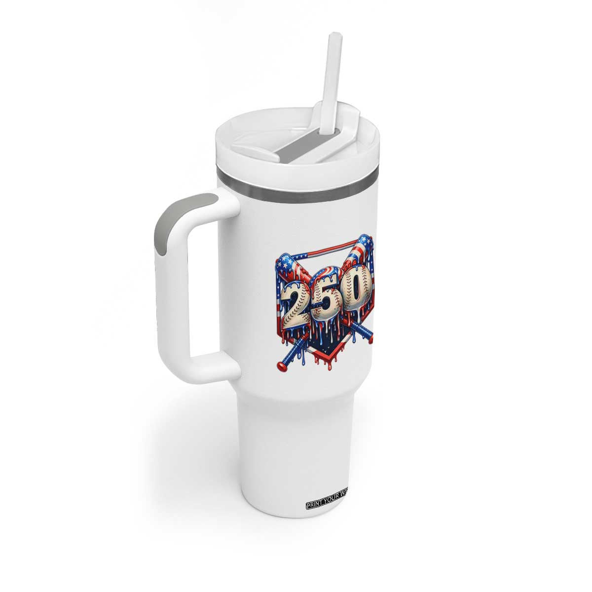 Patriotic Baseball Drip Tumbler With Handle USA 250th Anniversary Gift TS12 Print Your Wear