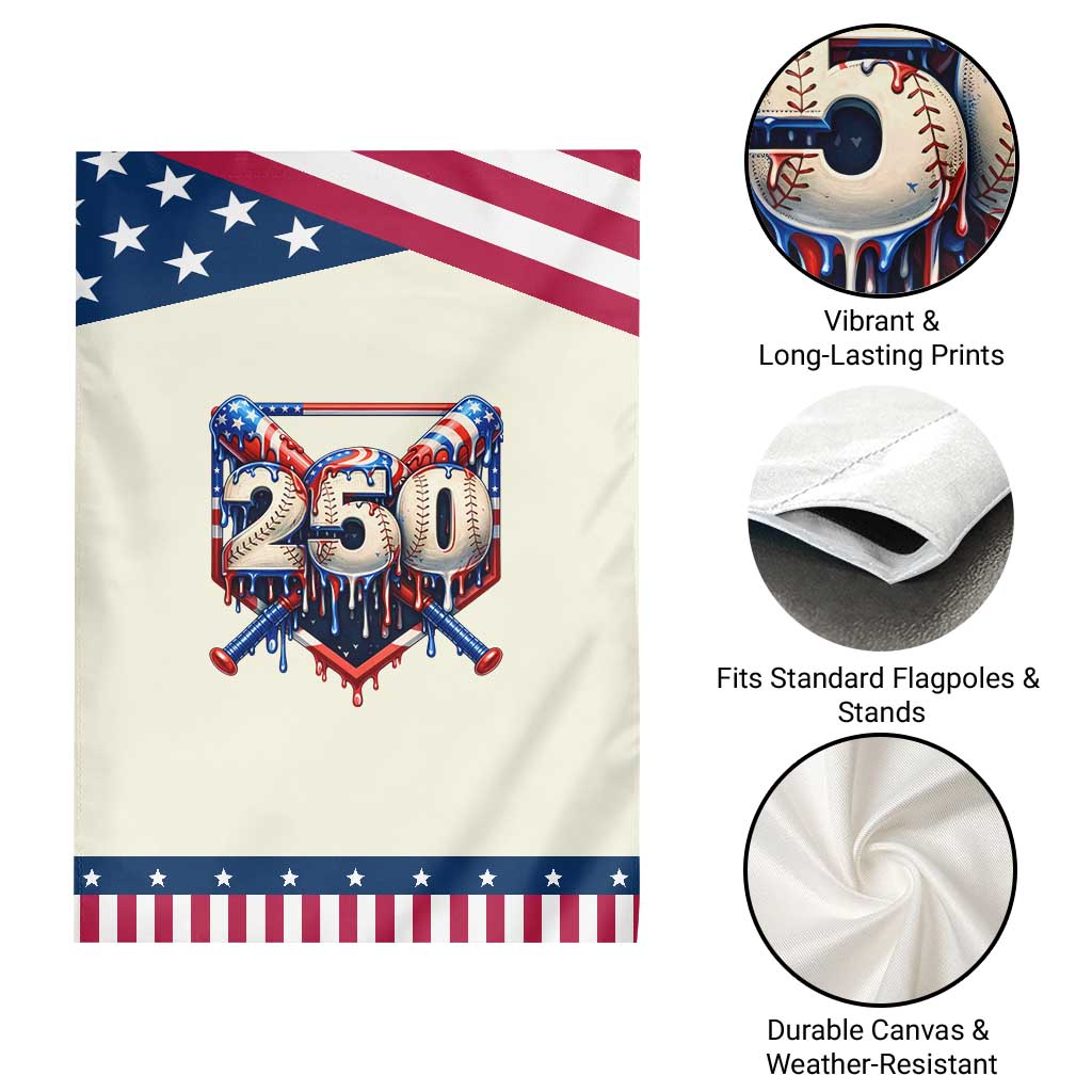 Baseball Drip Graphic Patriotic Garden Flag USA 250th Anniversary Gift TS12 Print Your Wear