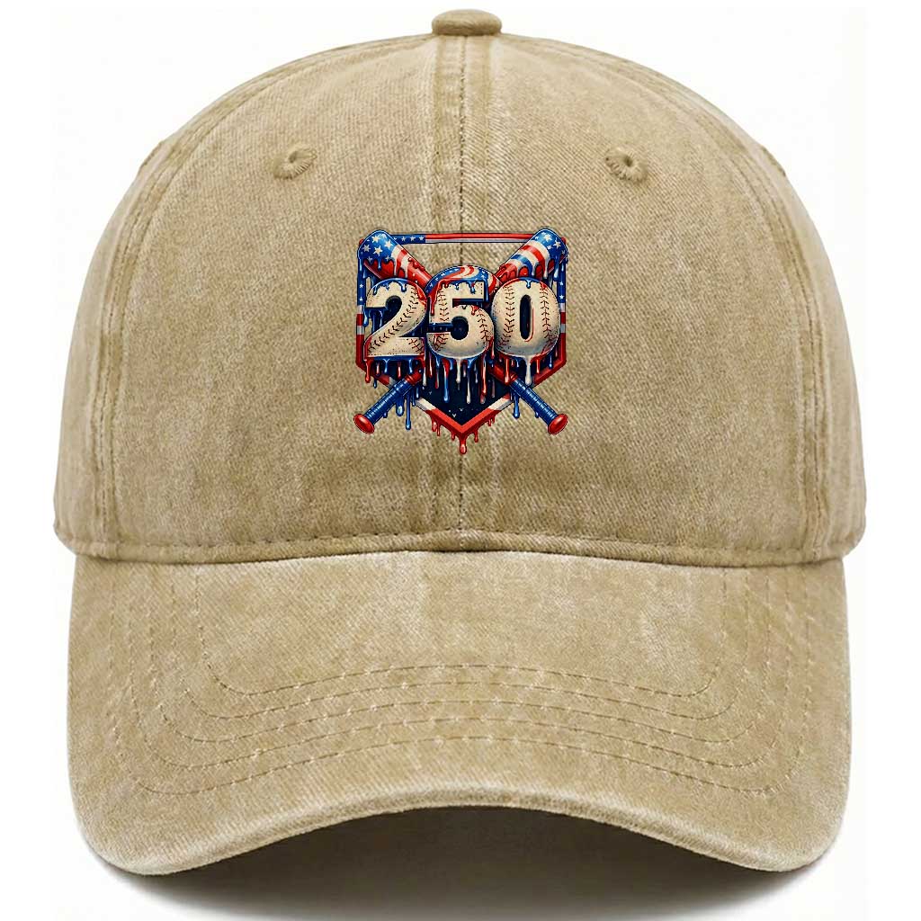 Patriotic Baseball Drip Washed Cotton Baseball Cap USA 250th Anniversary Gift TS12 Print Your Wear