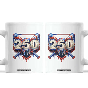 Patriotic Baseball Drip Coffee Mug USA 250th Anniversary Gift TS12 White Print Your Wear