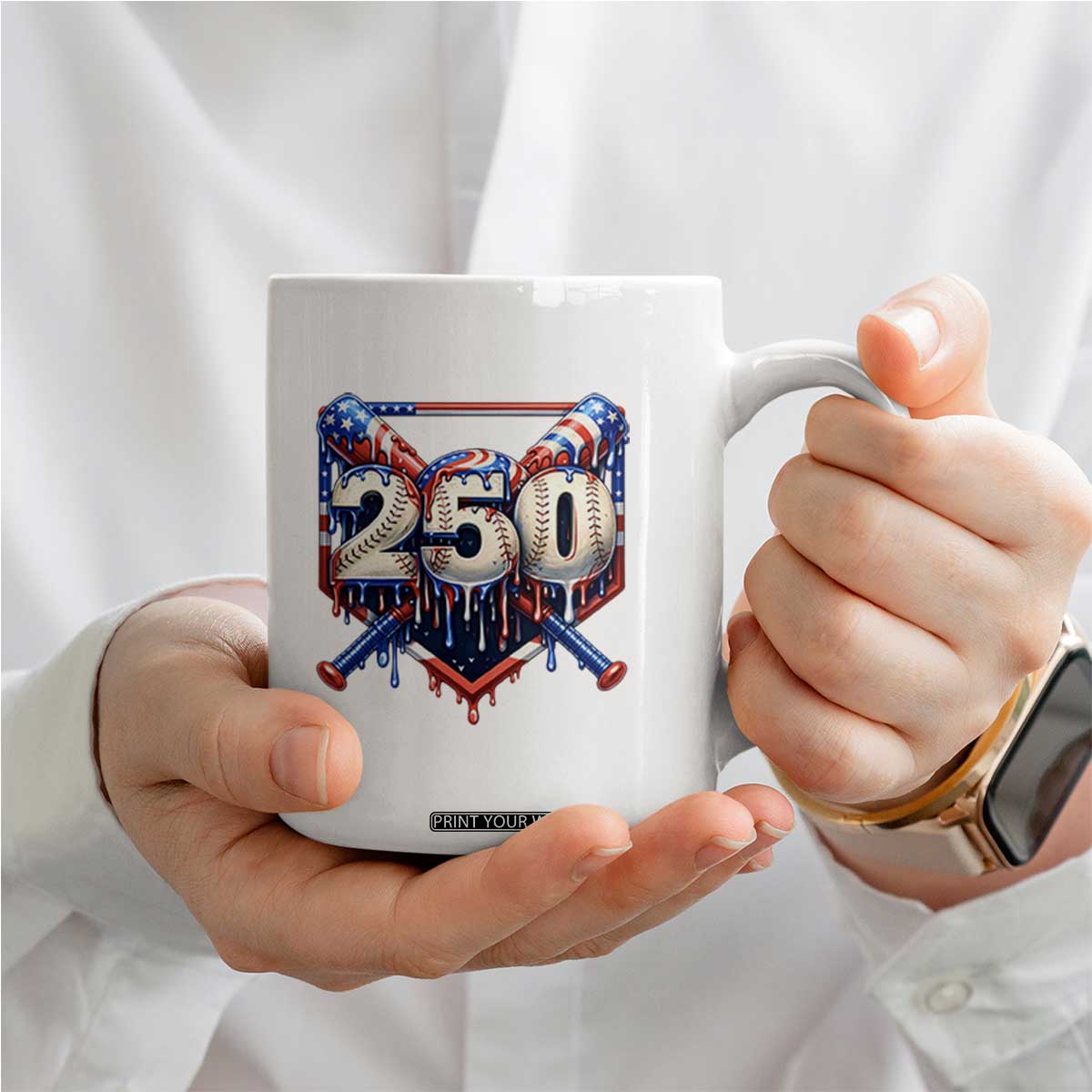Patriotic Baseball Drip Coffee Mug USA 250th Anniversary Gift TS12 Print Your Wear