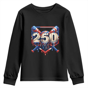 Patriotic Baseball Drip Youth Sweatshirt USA 250th Anniversary Gift TS12 Black Print Your Wear