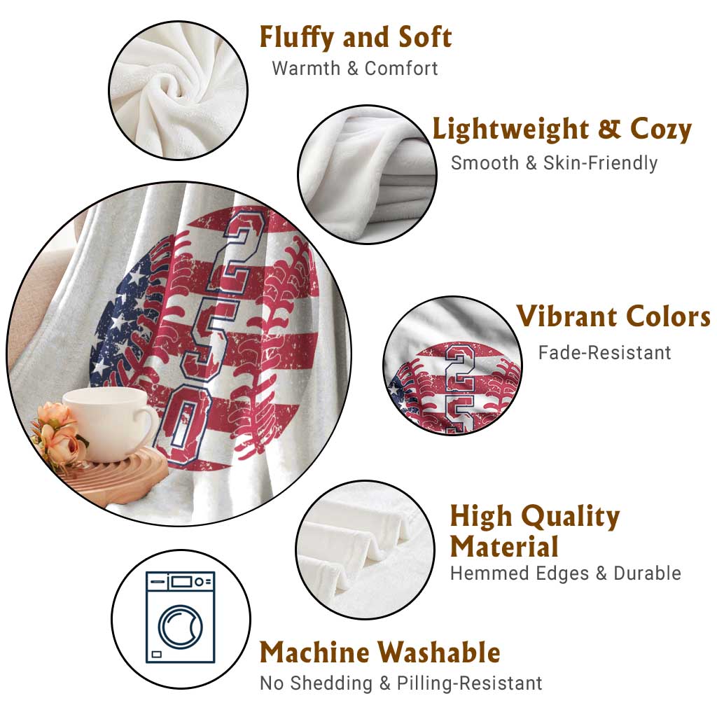 USA 250th Anniversary Baseball Throw Blanket Patriotic Athlete Gift TS12 Print Your Wear
