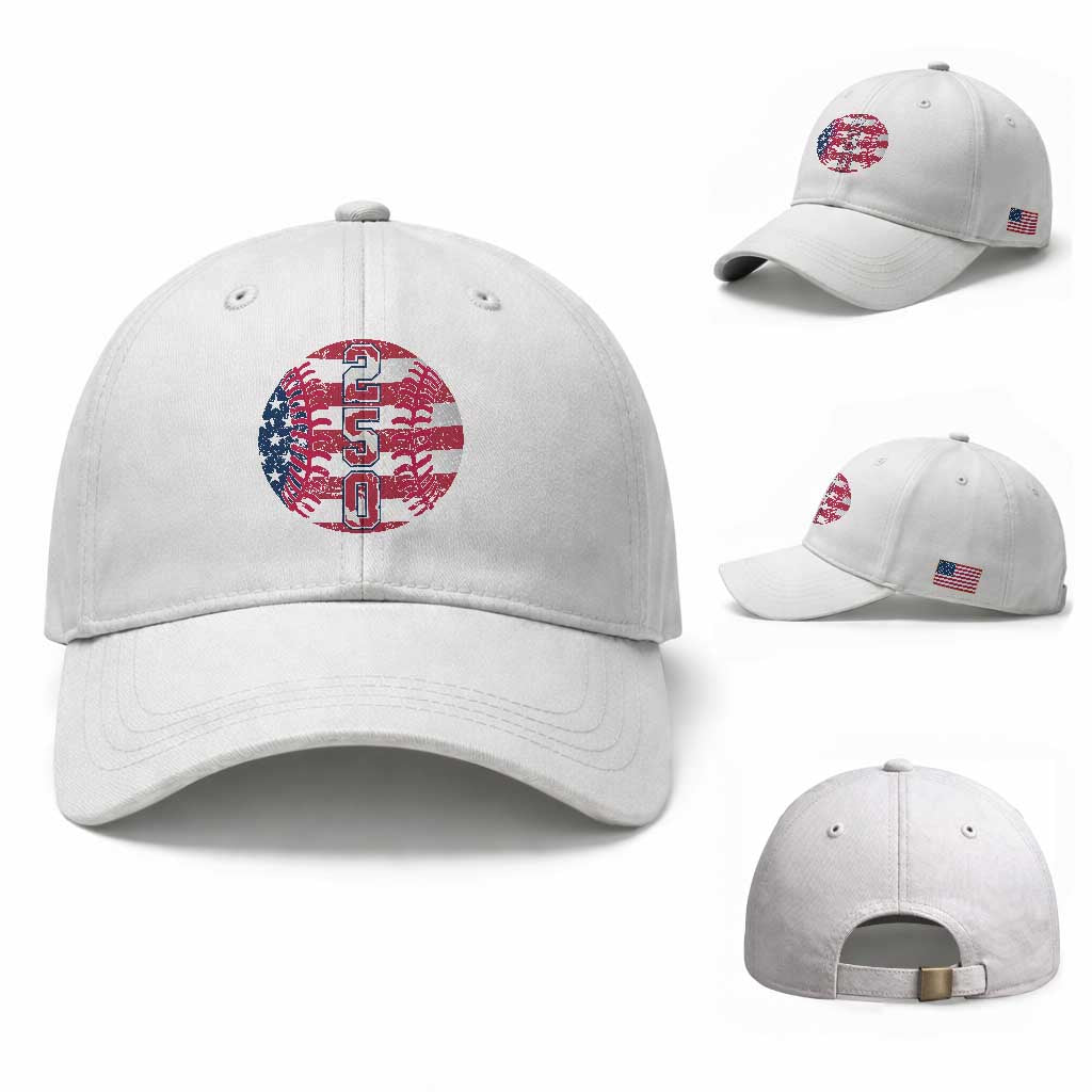 USA 250th Anniversary Baseball Baseball Cap Patriotic Athlete Gift TS12 Baseball Cap Universal Fit White Print Your Wear