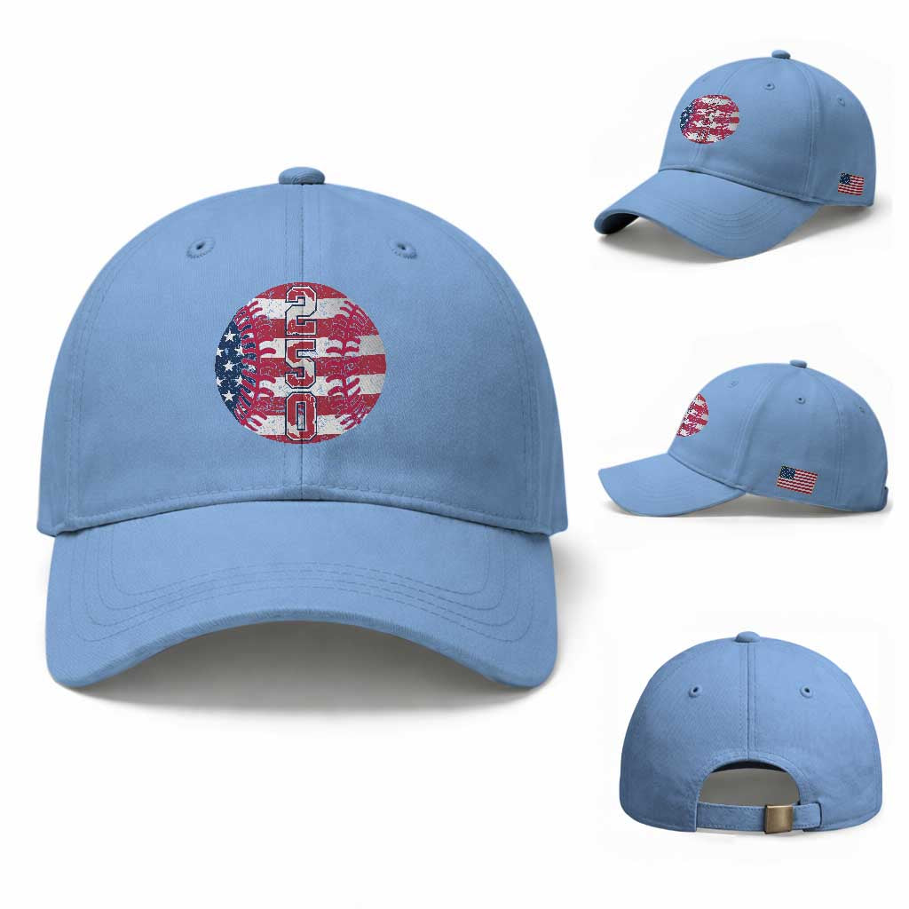 USA 250th Anniversary Baseball Baseball Cap Patriotic Athlete Gift TS12 Baseball Cap Universal Fit Light Blue Print Your Wear