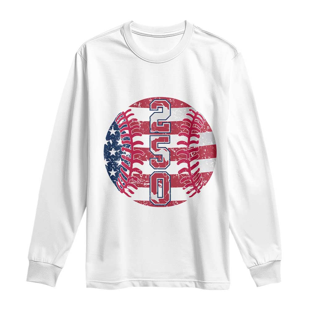 USA 250th Anniversary Baseball Long Sleeve Shirt Patriotic Athlete Gift TS12 White Print Your Wear